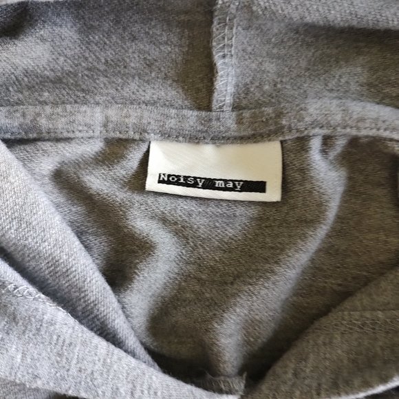 Noisy May Black spaghetti full sleeve velvet dress with grey hoodie attached in - Picture 11 of 13